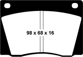 EBC Greenstuff 2000 Bremsbeläge Vorderachse DP2108 mit R90 für Jensen Interceptor alle Modelle Baujahr: 69-76