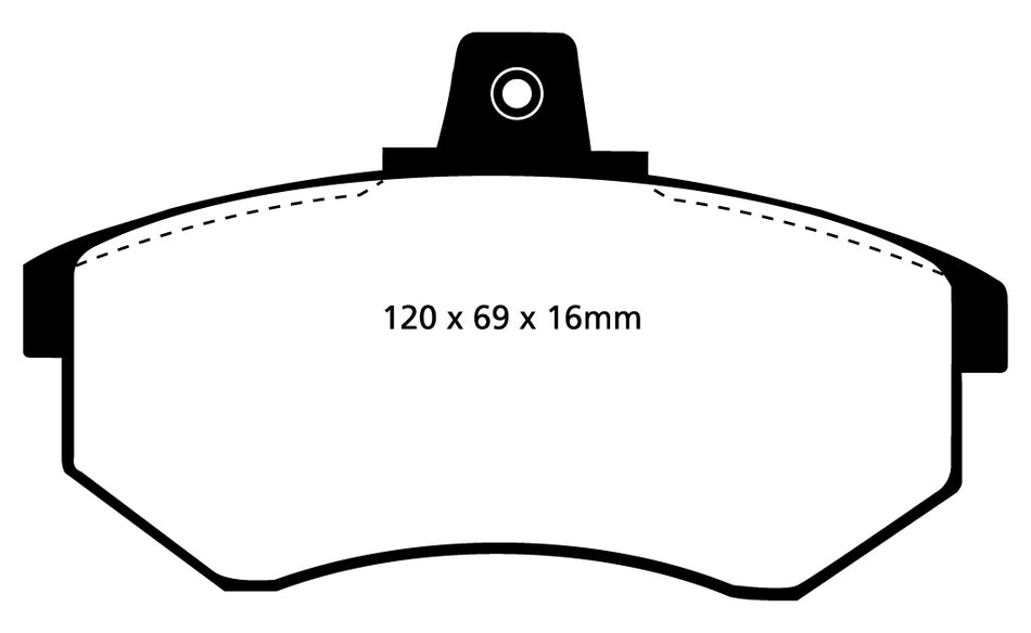 EBC Blackstuff Bremsbeläge Vorderachse DP369/2 mit R90 für EBC SR-Bremsbeläge  1.9 TDI (66kw/ 90PS) Baujahr: 07/92-01/96 mit HSN TSN: 0588 543