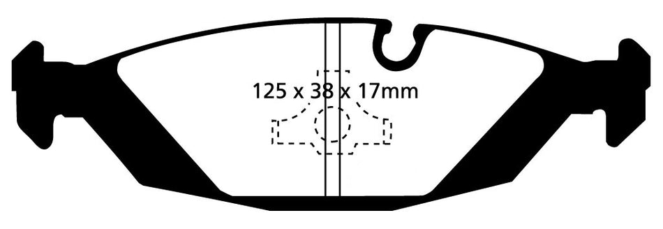 EBC Redstuff Bremsbeläge Hinterachse DP3447C mit R90 für BMW 3 320i (95kw/ 129PS) Baujahr: 12/85-06/91 mit HSN TSN: 0005 502