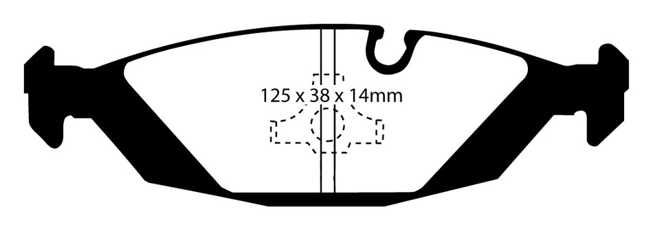 EBC Blackstuff Bremsbeläge Hinterachse DP447/2 mit R90 für Volvo 480 E 45474 (75kw/ 102PS) Baujahr: 08/89-07/96 mit HSN TSN: 9629 359