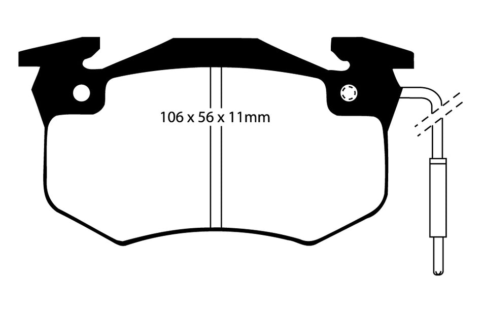 EBC Redstuff Bremsbeläge Hinterachse DP3458/2C mit R90 für Peugeot 306 2.0 16V (97kw/ 132PS) Baujahr: 03/97-05/01 mit HSN TSN: 3003 843