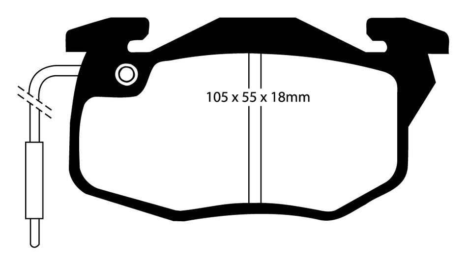 EBC Redstuff Bremsbeläge Vorderachse DP3545C ohne R90 für Peugeot 205 1.9 CTI (75kw/ 102PS) Baujahr: 10/87-12/94 mit HSN TSN: 3003 268