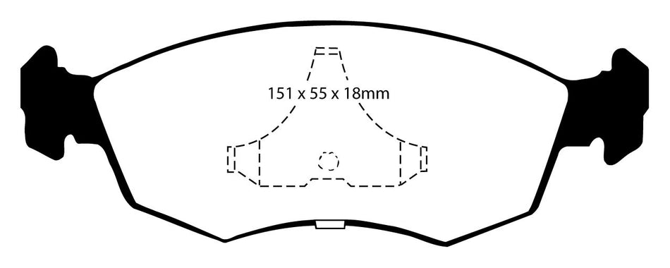 EBC Redstuff Bremsbeläge Vorderachse DP3605/2C mit R90 für Ford Sierra 1 45444 (55kw/ 75PS) Baujahr: 08/82-12/86 mit HSN TSN: 0928 560