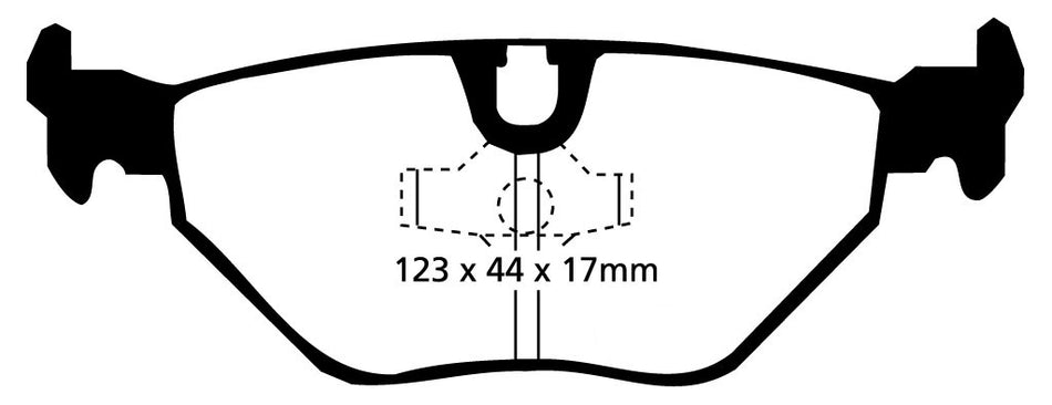 EBC Redstuff Bremsbeläge Hinterachse DP3690C mit R90 für BMW 7 730i,iL (138kw/ 188PS) Baujahr: 12/86-09/94 mit HSN TSN: 0005 465