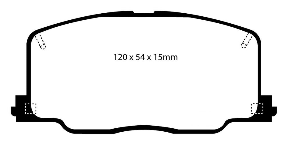 EBC Yellowstuff Bremsbeläge Vorderachse DP4725R ohne R90 für Toyota Camry 2 45505 (66kw/ 90PS) Baujahr: 11/86-08/88