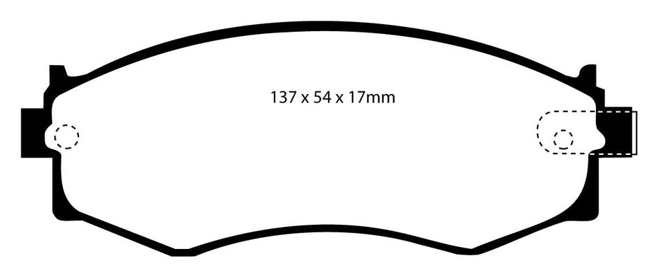 EBC Yellowstuff Bremsbeläge Vorderachse DP4792R ohne R90 für Nissan Primera 1 1.6i (66kw/ 90PS) Baujahr: 07/90-03/98 mit HSN TSN: 9648 300