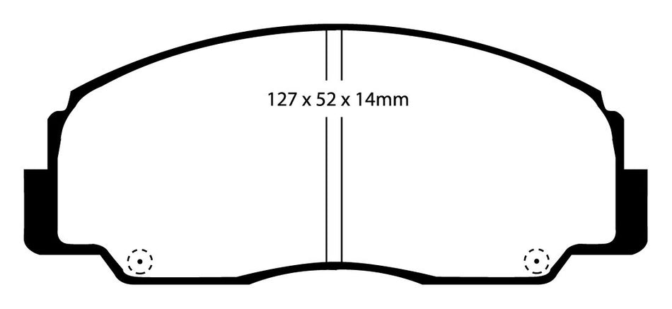 EBC Blackstuff Bremsbeläge Vorderachse DP799 ohne R90 für Daihatsu Rocky Hard Top 2.8 TD (72kw/ 98PS) Baujahr: 05/93-12/98 mit HSN TSN: 7111 359