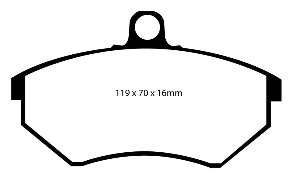 EBC Redstuff Bremsbeläge Vorderachse DP3841C mit R90 für Seat Toledo 1 1.9 TDI (81kw/ 110PS) Baujahr: 11/96-03/99 mit HSN TSN: 7593 426