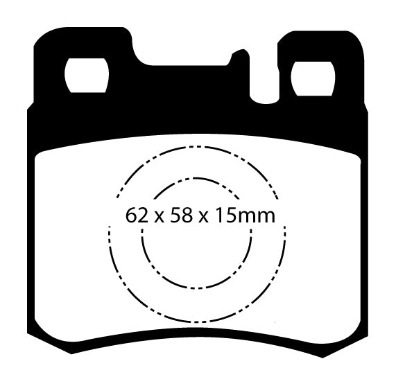 EBC Redstuff Bremsbeläge Hinterachse DP3846C ohne R90 für Mercedes-Benz Stufenheck 500 E AMG 6.0 (275kw/ 374PS) Baujahr: 01/92-06/93