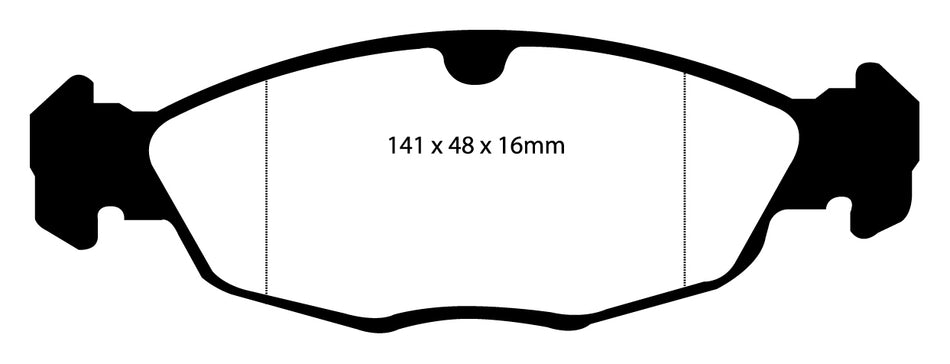 EBC Yellowstuff Bremsbeläge Vorderachse und Hinterachse DP4940R mit R90 für Vauxhall Astra 1.7 TD (50kw/ 68PS) Baujahr: 01/94-02/98