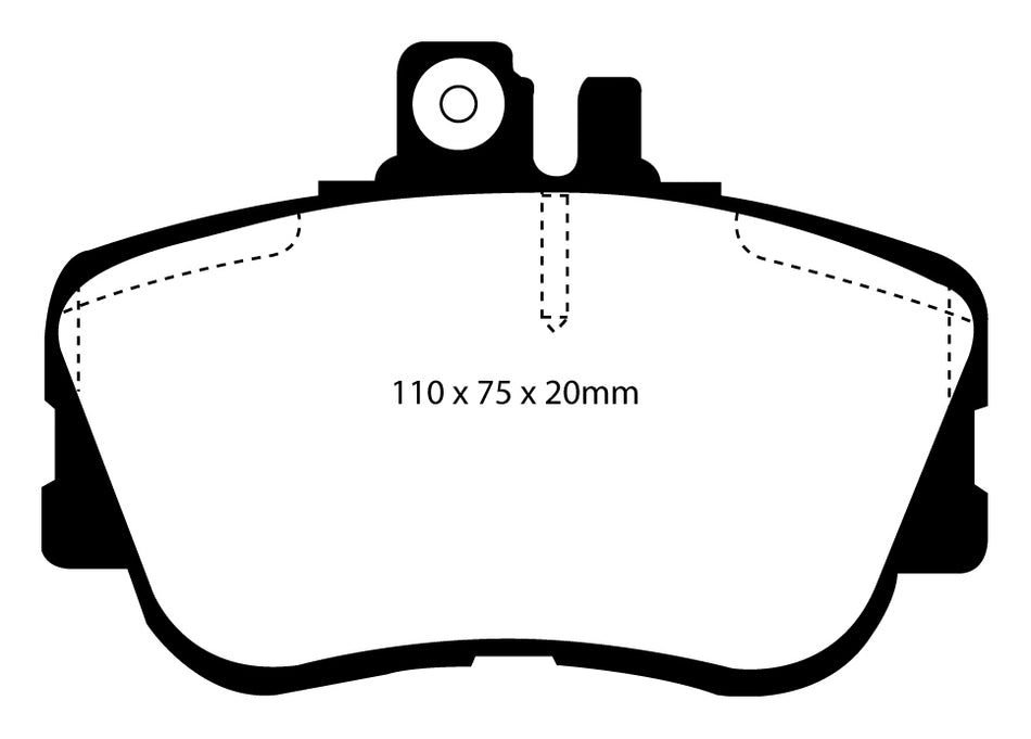 EBC Redstuff Bremsbeläge Vorderachse DP3962C ohne R90 für Mercedes-Benz C-Klasse C 180 (89kw/ 121PS) Baujahr: 11/94-05/00 mit HSN TSN: 0708 491