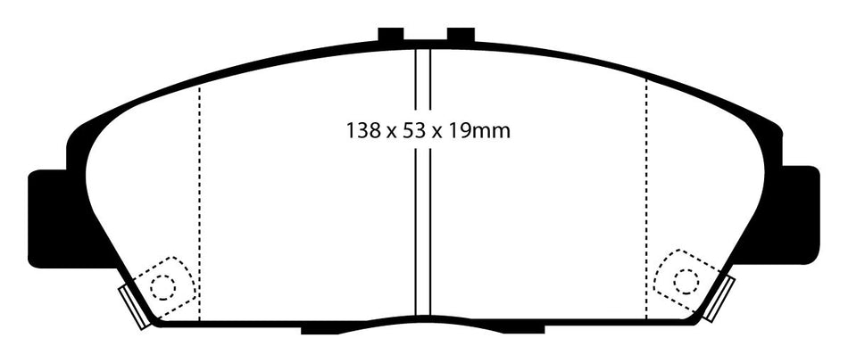 EBC Yellowstuff Bremsbeläge Vorderachse DP4975R ohne R90 für Honda Prelude 5 2.0 16V (98kw/ 133PS) Baujahr: 10/96-10/00 mit HSN TSN: 7100 506