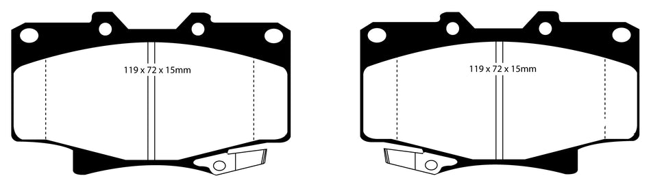 EBC Yellowstuff Bremsbeläge Vorderachse DP4992R mit R90 für Toyota Land Cruiser 45538 (96kw/ 131PS) Baujahr: 03/69-01/75