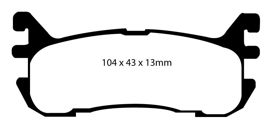 EBC Yellowstuff Bremsbeläge Hinterachse DP41003R ohne R90 für Mazda 323 F (5) 2.0 24V (106kw/ 144PS) Baujahr: 08/94-09/98 mit HSN TSN: 7118 459