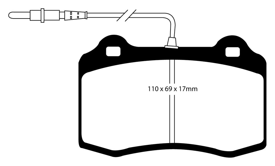 EBC Blackstuff Bremsbeläge Vorderachse DP1031/2 mit R90 für Peugeot 406 2.2 HDI FAP (98kw/ 133PS) Baujahr: 03/00-12/04 mit HSN TSN: 3003 538