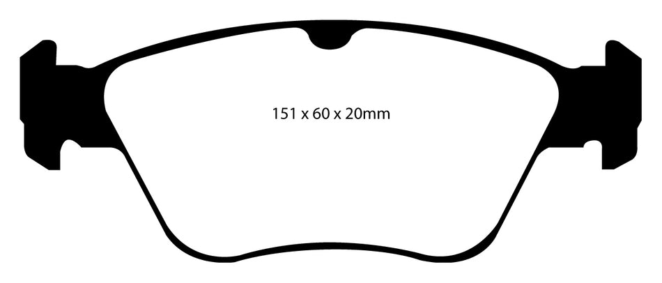 EBC Blackstuff Bremsbeläge Vorderachse DP1055 mit R90 für Mercedes-Benz E-Klasse E 240 (125kw/ 170PS) Baujahr: 08/00-03/02 mit HSN TSN: 0710 480