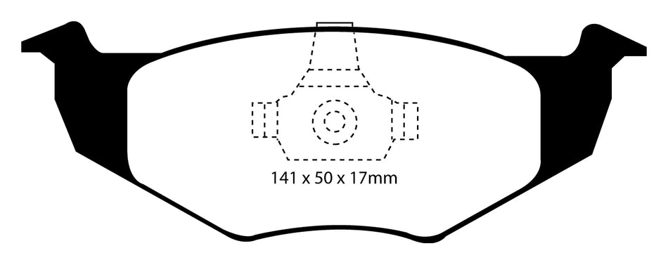 EBC Blackstuff Bremsbeläge Vorderachse DP1064 mit R90 für Seat Ibiza II 1.9 TD (55kw/ 75PS) Baujahr: 03/93-08/96 mit HSN TSN: 7593 361