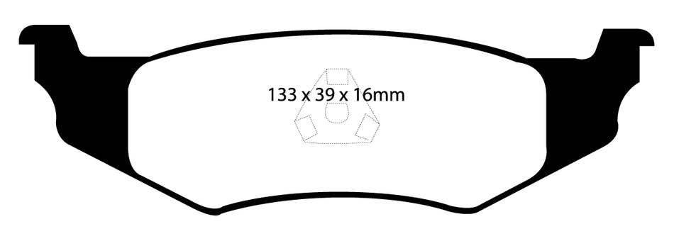 EBC Blackstuff Bremsbeläge Hinterachse DP1066 mit R90 für Dodge (USA) Intrepid 3.2(mit serienmäßigen 16 und 17 Zoll Felgen) (Perf. Pack) Baujahr: 98-00