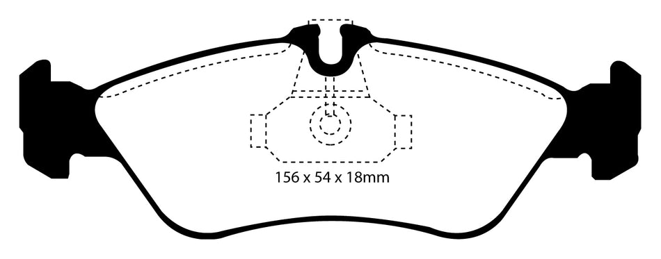 EBC Blackstuff Bremsbeläge Hinterachse DP1070/2 mit R90 für VW LT 2 28-46 2.5 SDI (55kw/ 75PS) Baujahr: 09/96- mit HSN TSN: 0603 029