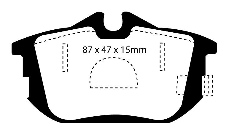 EBC Blackstuff Bremsbeläge Hinterachse DP1076 mit R90 für Volvo S40 (1) 45444 (80kw/ 109PS) Baujahr: 03/99-12/03 mit HSN TSN: 9101 817