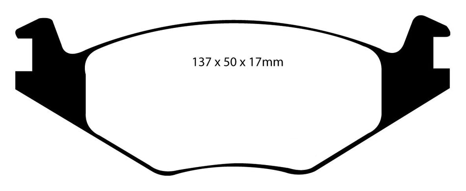 EBC Blackstuff Bremsbeläge Vorderachse DP1084 mit R90 für VW Derby 1.0 (29kw/ 40PS) Baujahr: 10/81-12/84 mit HSN TSN: 0600 572