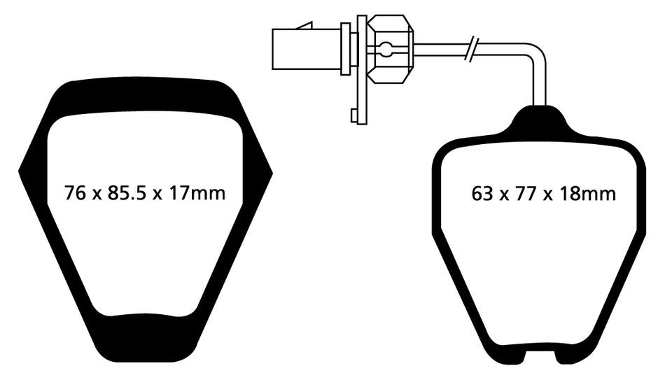 EBC Redstuff Bremsbeläge Vorderachse DP31094C ohne R90 für Audi A6 45384 (125kw/ 170PS) Baujahr: 08/01-01/05 mit HSN TSN: 0588 768