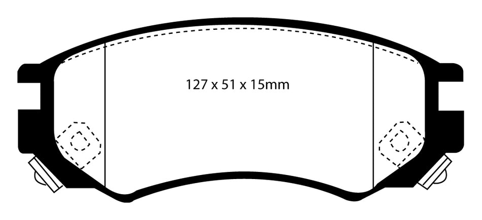 EBC Blackstuff Bremsbeläge Vorderachse DP1101 ohne R90 für Nissan Almera 1 2.0 GTi (105kw/ 143PS) Baujahr: 07/96-03/00 mit HSN TSN: 9648 322