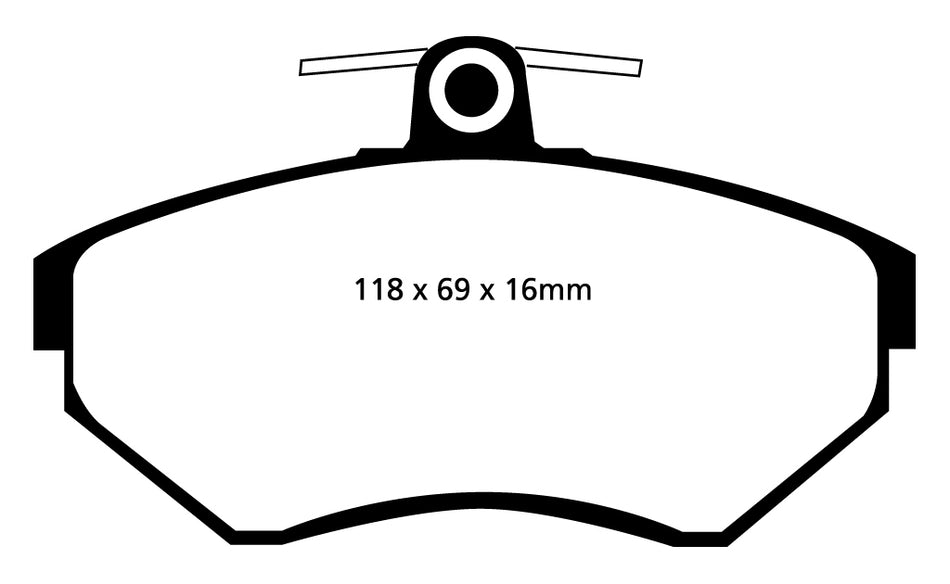 EBC Blackstuff Bremsbeläge Vorderachse DP1112 mit R90 für VW Lupo 1.6 GTI (92kw/ 125PS) Baujahr: 09/00-07/05 mit HSN TSN: 0603 587