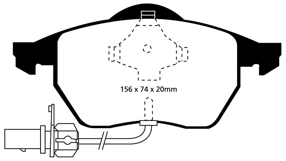 EBC Blackstuff Bremsbeläge Vorderachse DP1114 mit R90 für EBC RP-Bremsbeläge  1.9 TDI quattro (81kw/ 110PS) Baujahr: 09/96-11/00 mit HSN TSN: 0588 643