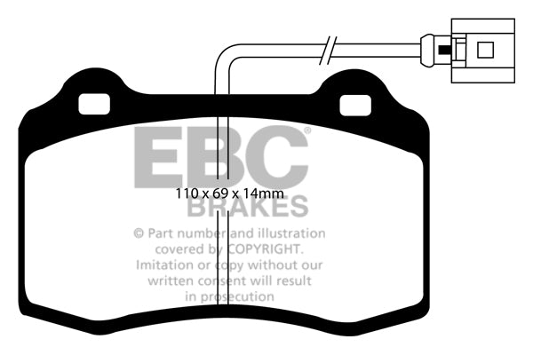 EBC Redstuff Bremsbeläge Vorderachse DP31140/2C mit R90 für Seat Leon 1 1.8 T Cupra R (154kw/ 209PS) Baujahr: 02/02-06/06 mit HSN TSN: 7593 008