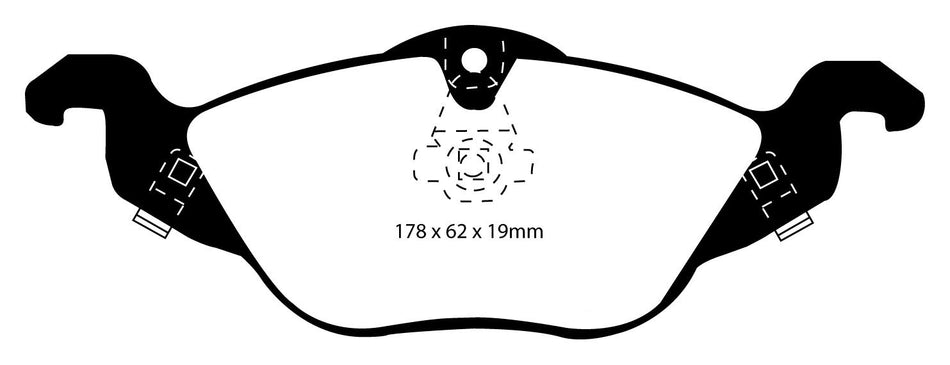 EBC Blackstuff Bremsbeläge Vorderachse DP1184 mit R90 für Opel Astra G 1.6 16V (74kw/ 101PS) Baujahr: 02/98-01/05 mit HSN TSN: 0035 358