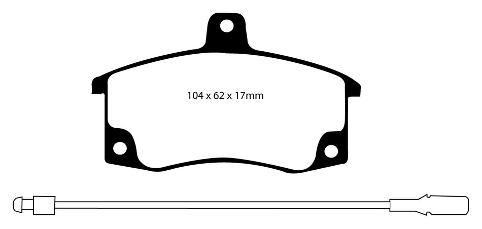 EBC Yellowstuff Bremsbeläge Vorderachse DP41192R ohne R90 für Lada 111 45413 (56kw/ 76PS) Baujahr: 10/00- mit HSN TSN: 9308 380