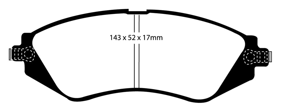 EBC Redstuff Bremsbeläge Vorderachse DP31196C ohne R90 für Chevrolet Lacetti 45444 (80kw/ 109PS) Baujahr: 03/05- mit HSN TSN: 8260 034