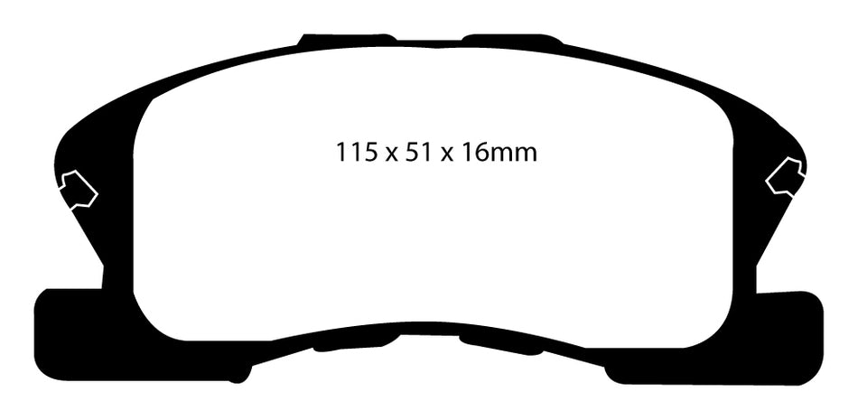 EBC Blackstuff Bremsbeläge Vorderachse DP1217 ohne R90 für Daihatsu Sirion 1 1.3 Sport (75kw/ 102PS) Baujahr: 08/00-01/05 mit HSN TSN: 7111 370