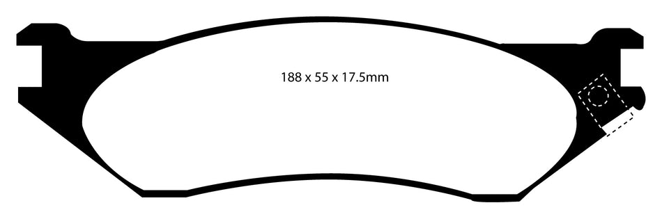 EBC Greenstuff 6000 Bremsbeläge Vorderachse und Hinterachse DP61267 ohne R90 für Dodge (USA) Ram 2500 5.9 4WD (Pad with wear sensor) Baujahr: 2000-2002