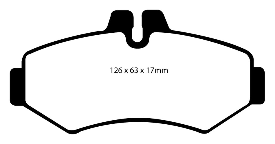 EBC Greenstuff 6000 Bremsbeläge Hinterachse DP61298 ohne R90 für VW LT 2 28-46 2.5 TDI (75kw/ 102PS) Baujahr: 06/96-08/99 mit HSN TSN: 0603 033