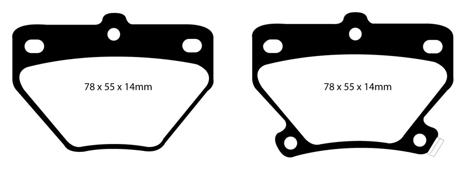 EBC Yellowstuff Bremsbeläge Hinterachse DP41326R ohne R90 für Toyota Corolla 8 1.4 VVT-i (71kw/ 97PS) Baujahr: 01/02-02/07 mit HSN TSN: 5048 041