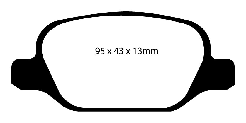 EBC Yellowstuff Bremsbeläge Hinterachse DP41338R mit R90 für Fiat 500 C 1.3 D Multijet (70kw/ 95PS) Baujahr: 09/09- mit HSN TSN: 4136 AOD