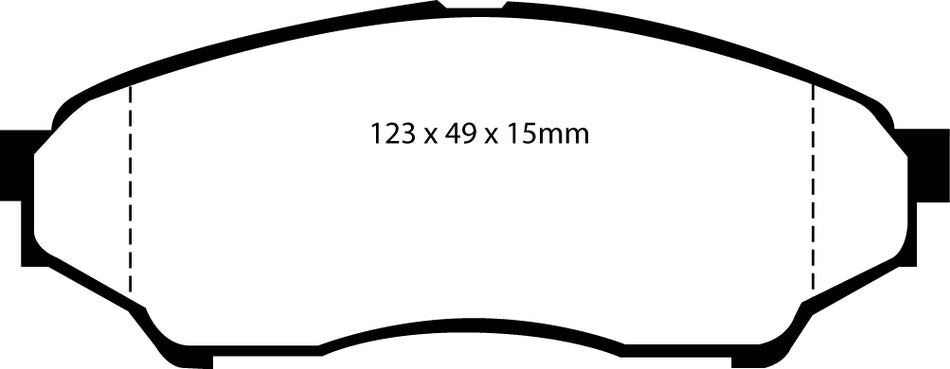 EBC Yellowstuff Bremsbeläge Vorderachse DP41347R ohne R90 für Mitsubishi Pajero Pinin 45505 (84kw/ 114PS) Baujahr: 11/01- mit HSN TSN: 7107 292