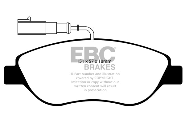 EBC Yellowstuff Bremsbeläge Vorderachse DP41382/2R mit R90 für Alfa Romeo Mito 1.4 Bifuel (955.AXG1A) (88kw/ 120PS) Baujahr: 04/16-10/18 mit HSN TSN: 1742 ABC