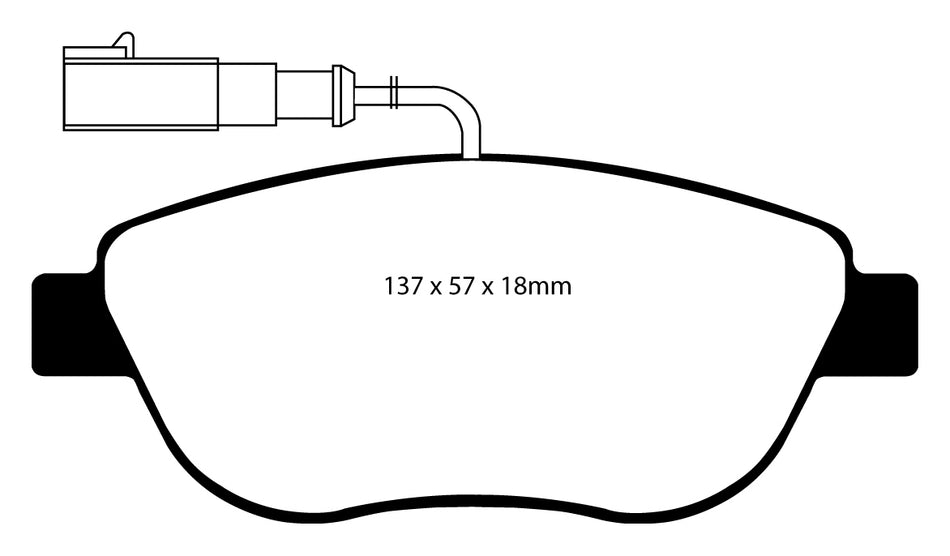 EBC Yellowstuff Bremsbeläge Vorderachse DP41383R mit R90 für Fiat Idea 1.3 D Multijet (66kw/ 90PS) Baujahr: 10/05- mit HSN TSN: 4136 ABH