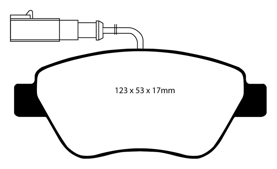 EBC Yellowstuff Bremsbeläge Vorderachse DP41384R mit R90 für Fiat Bravo 2 1.9 D Multijet (110kw/ 150PS) Baujahr: 04/07- mit HSN TSN: 4136 AHL