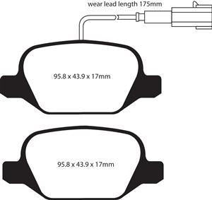 EBC Yellowstuff Bremsbeläge Hinterachse DP41430/2R mit R90 für Alfa Romeo Mito 1.3 MultiJet (955AXT1A) (62kw/ 84PS) Baujahr: 01/11-12/15 mit HSN TSN: 4136 ARX