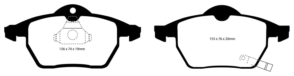 EBC Redstuff Bremsbeläge Vorderachse DP31443C mit R90 für Saab 45421 2.3 t BioPower (154kw/ 210PS) Baujahr: 11/06-