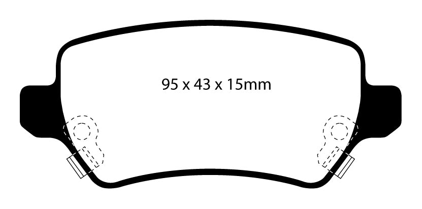 EBC Yellowstuff Bremsbeläge Hinterachse DP41447R mit R90 für Opel Combo 1.3 CDTI 16V (55kw/ 75PS) Baujahr: 10/05- mit HSN TSN: 0035 AQW