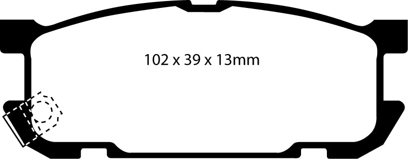 EBC Yellowstuff Bremsbeläge Hinterachse DP41453R ohne R90 für Mazda MX-5 1.9 16V (102kw/ 139PS) Baujahr: 11/00-10/05 mit HSN TSN: 7118 229