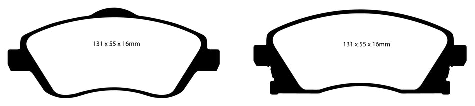 EBC Greenstuff 2000 Bremsbeläge Vorderachse DP21476 mit R90 für Opel Combo 1.7 DI 16V (48kw/ 65PS) Baujahr: 10/01- mit HSN TSN: 0035 439