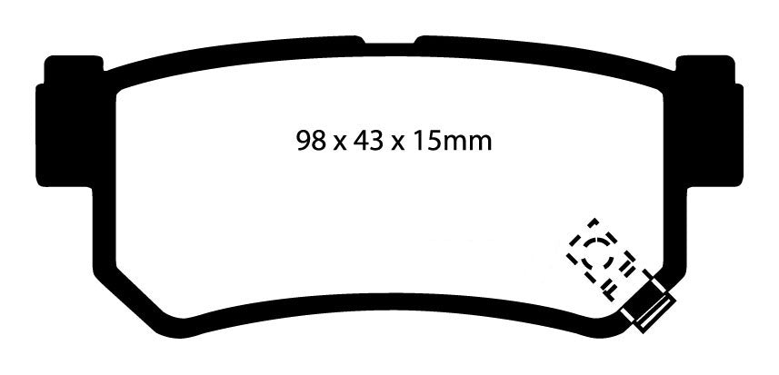 EBC Blackstuff Bremsbeläge Hinterachse DP1477 mit R90 für Daewoo Musso 2.9 D (73kw/ 99PS) Baujahr: 01/99-09/99 mit HSN TSN: 8251 303