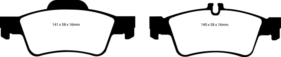 EBC Yellowstuff Bremsbeläge Hinterachse DP41491R mit R90 für Mercedes-Benz E-Klasse E 280 CDI 4-matic (211.084) (140kw/ 190PS) Baujahr: 03/05-12/08 mit HSN TSN: 1313 ACW