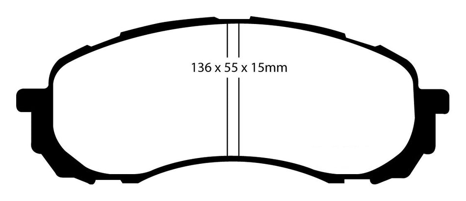 EBC Blackstuff Bremsbeläge Vorderachse DP1492 mit R90 für Subaru Impreza 3 1.5 F (GH2) (79kw/ 107PS) Baujahr: 02/08-03/12 mit HSN TSN: 7106 ABP